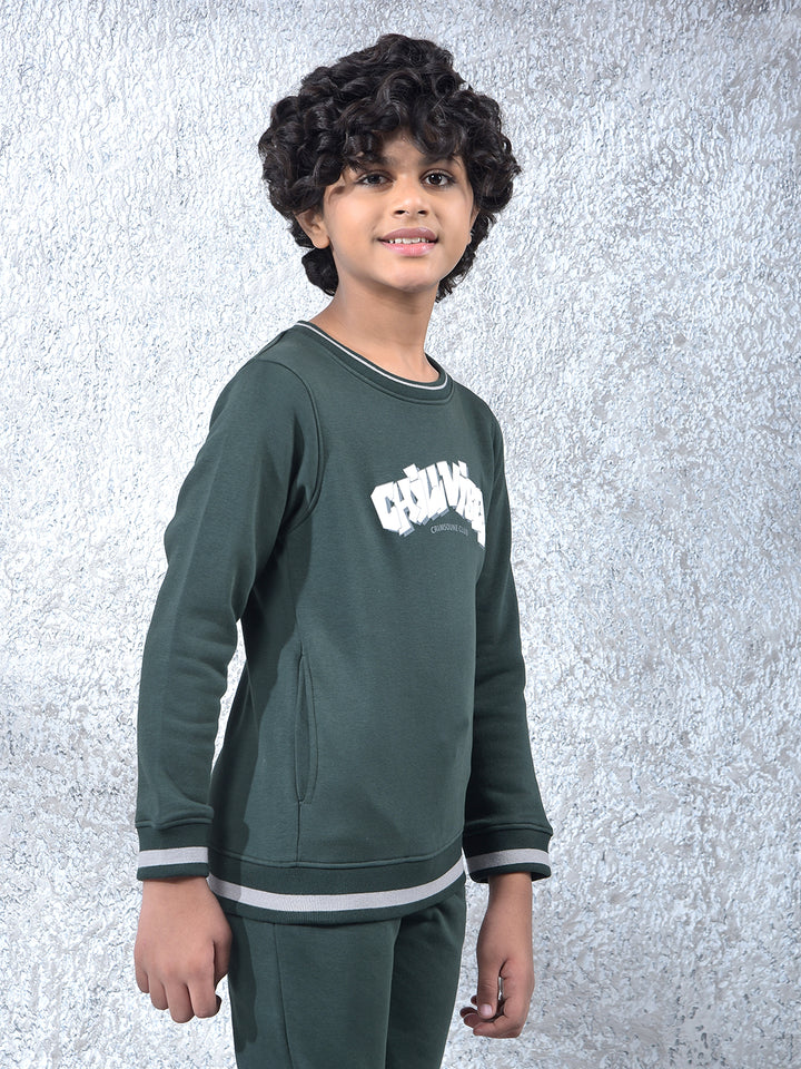 Green Typographic Print Sweatshirt