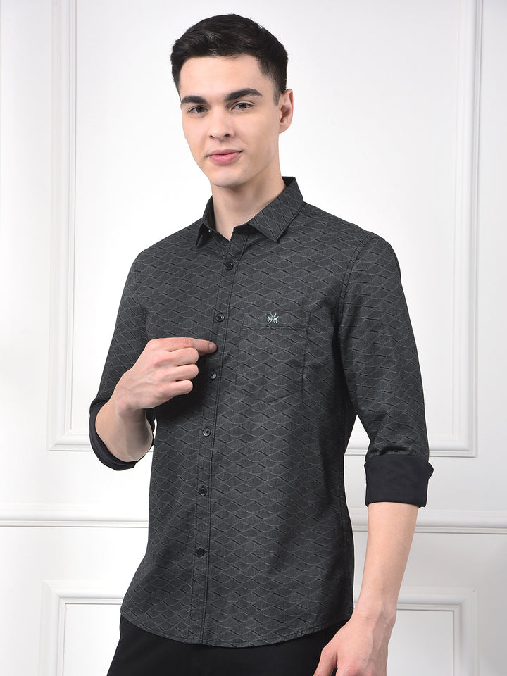 Black Printed 100% Cotton Shirt