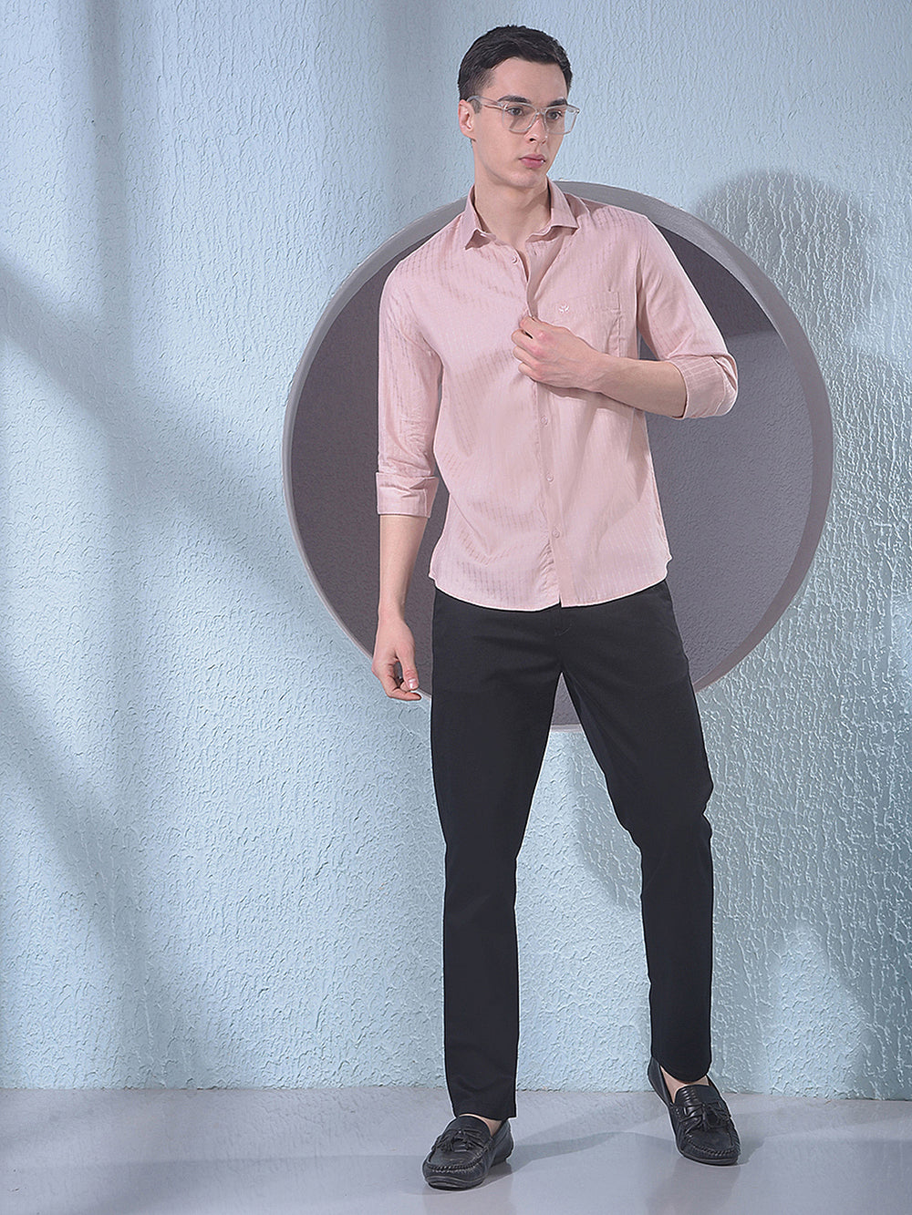 Soft Peach Jacquard Shirt