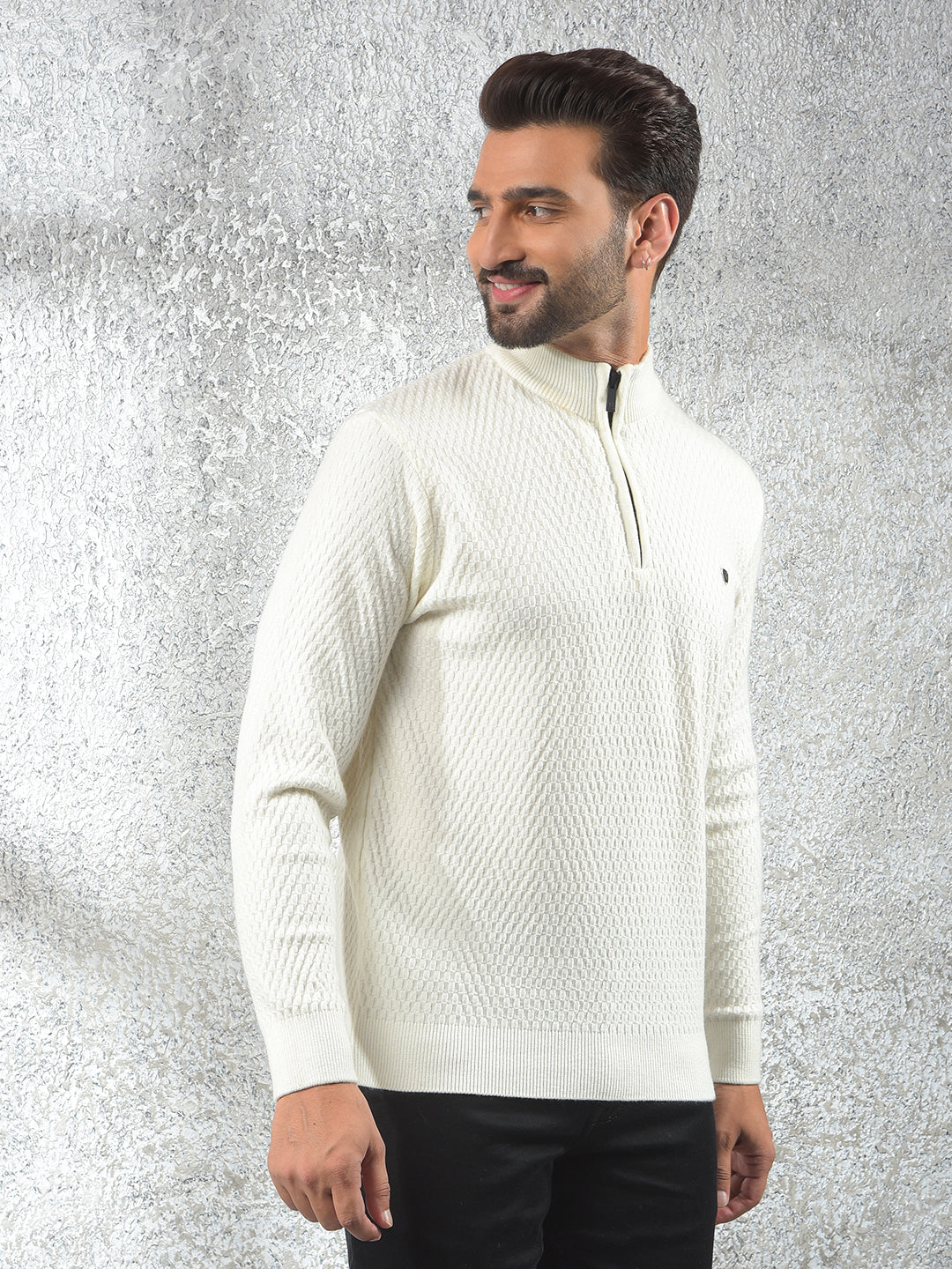 Off White Jacquard Sweater