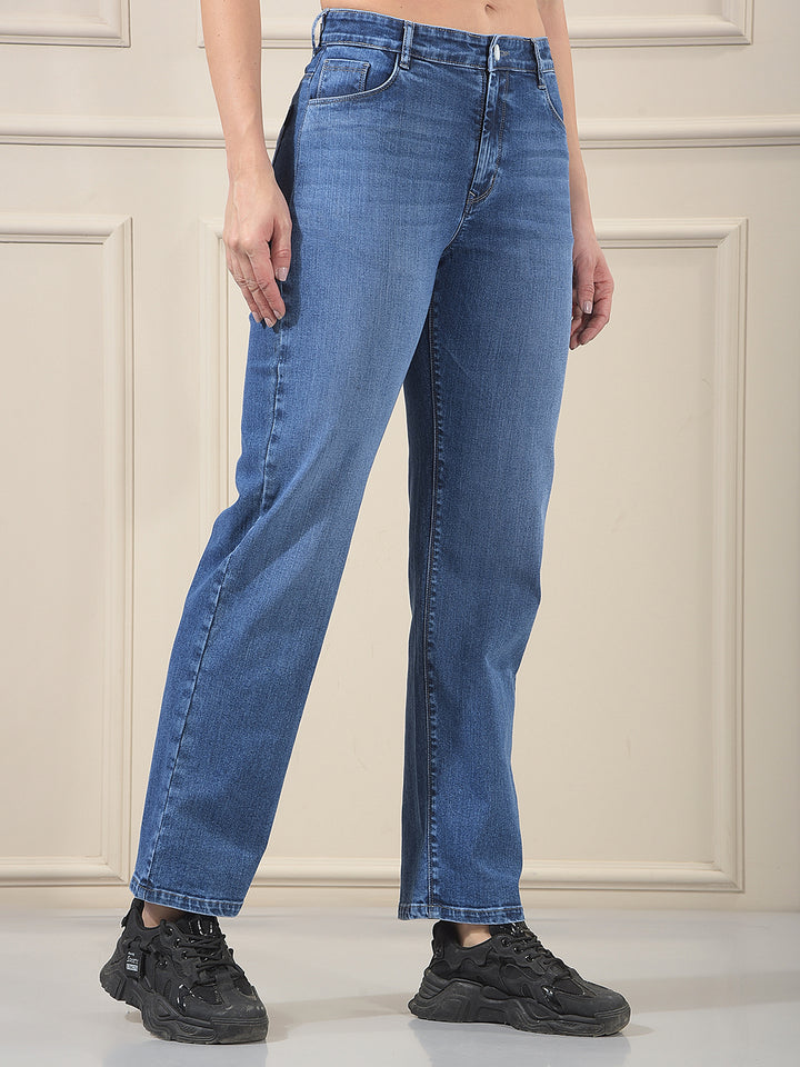 Luxe Azure Blue Straight Jeans