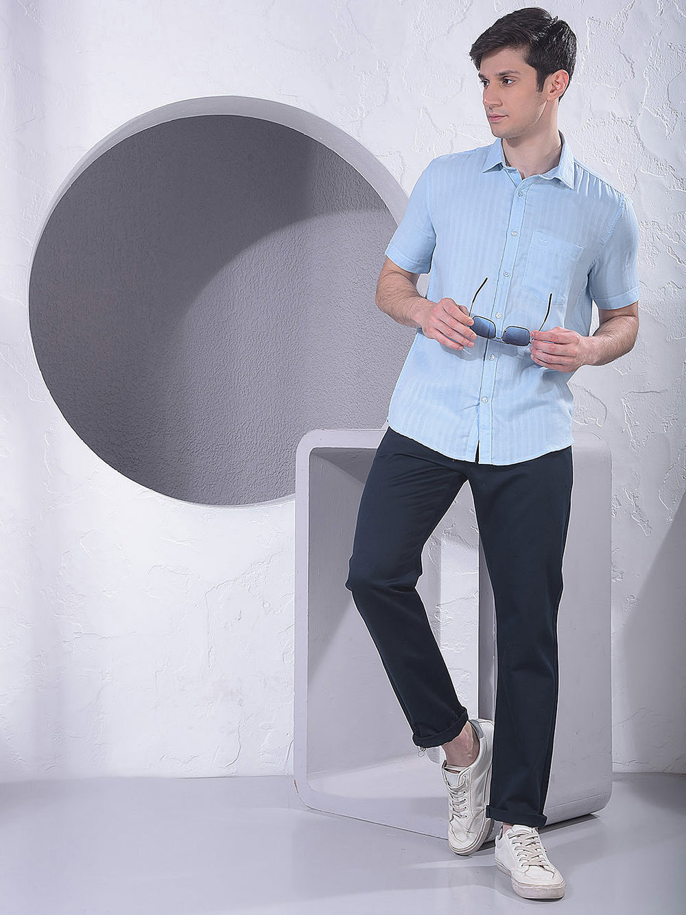 Blue Vertical Stripes Shirt