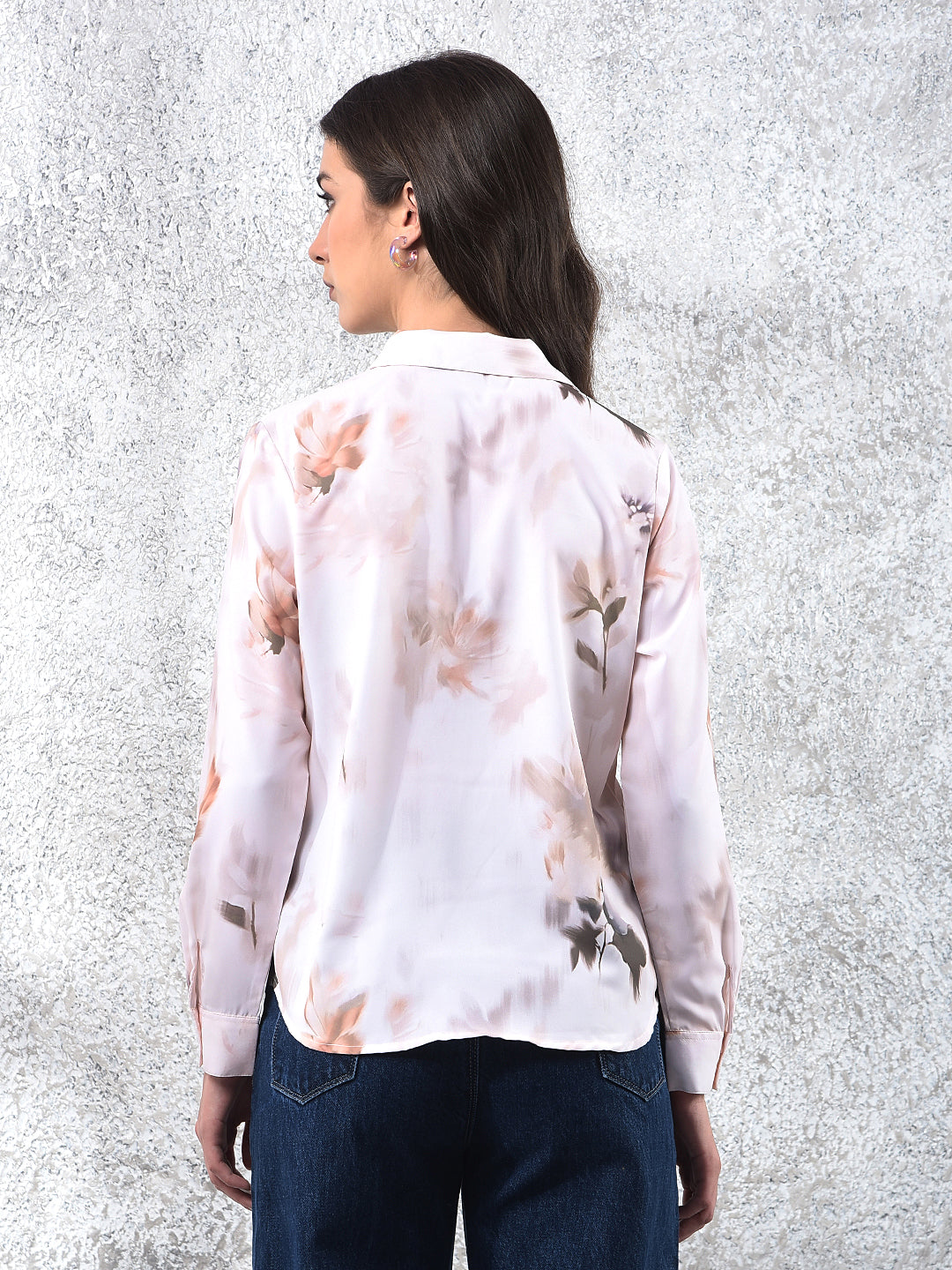 Peach Floral Print Shirt