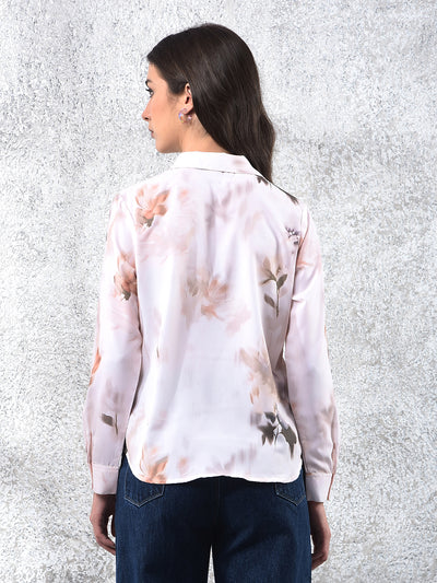 Peach Floral Print Shirt