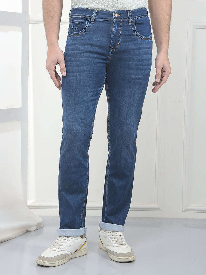 Classic Blue Stretch Straight Jeans