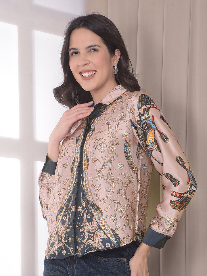 Multi-Color Botanical Print Shirt