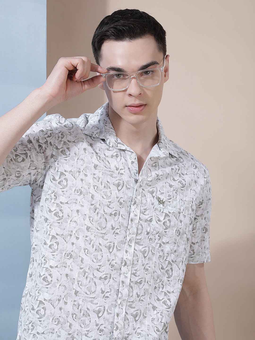 Off White Abstract Printed Shirt