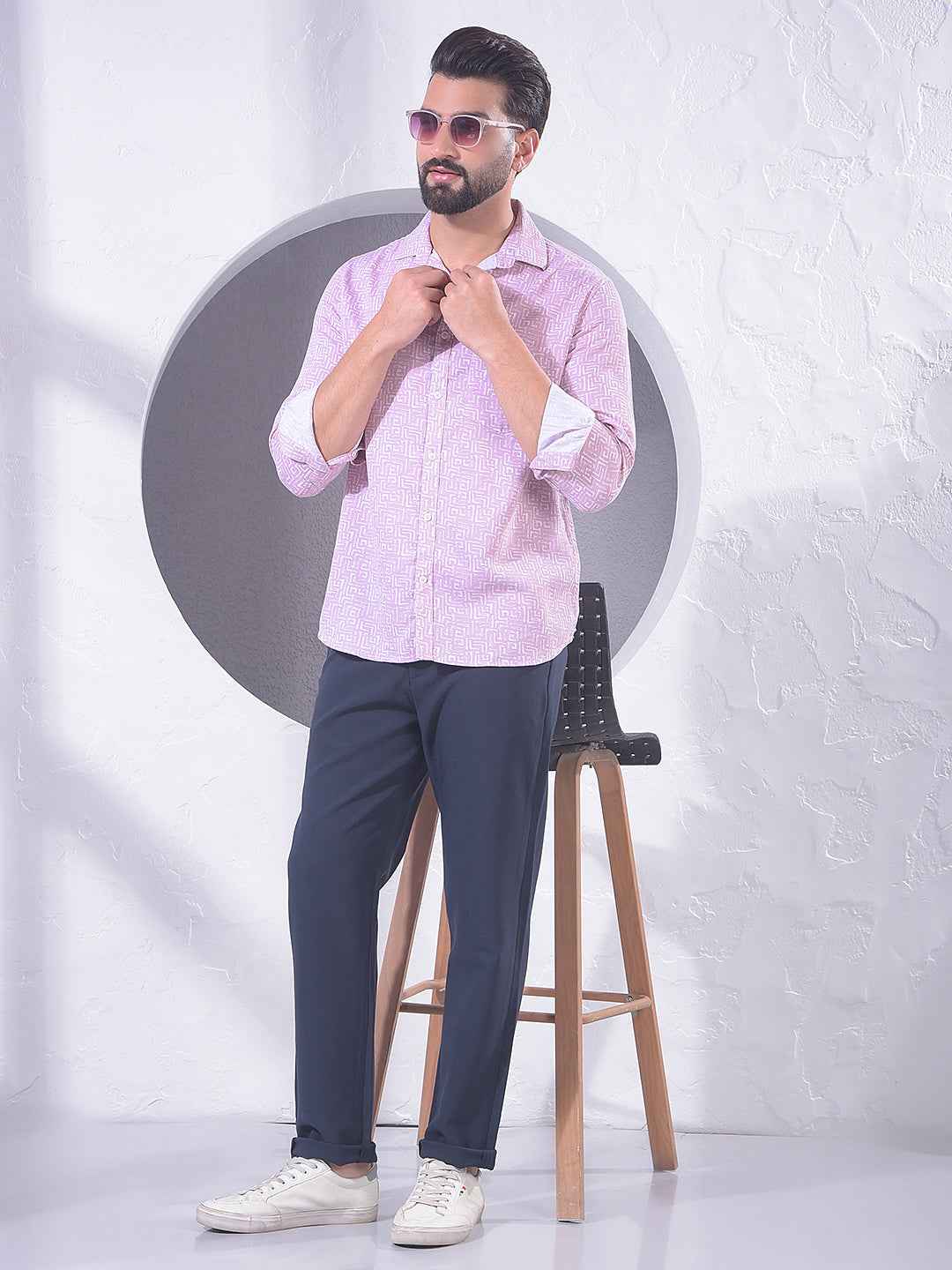 Pink Geometric Print Shirt