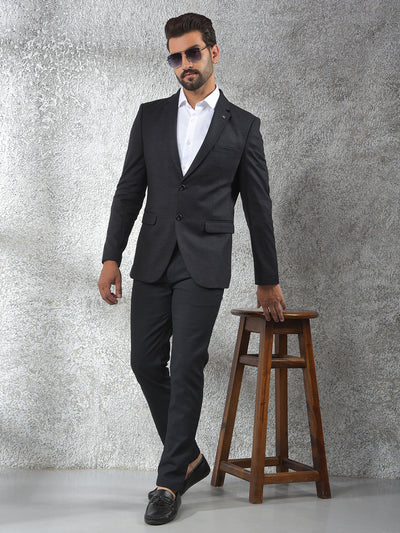 Black Notched Lapel Single-Breasted Blazer