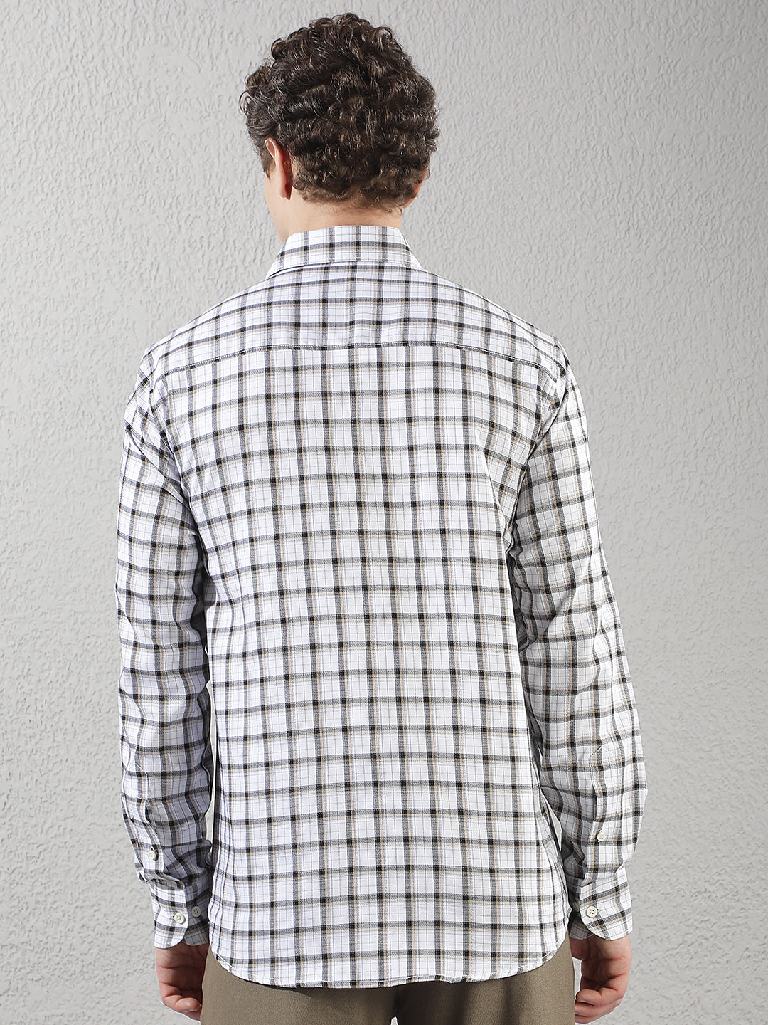 White 100% Cotton Checked Shirt