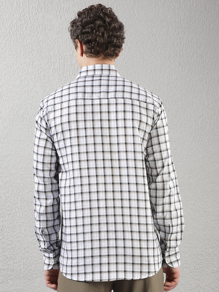 White 100% Cotton Checked Shirt