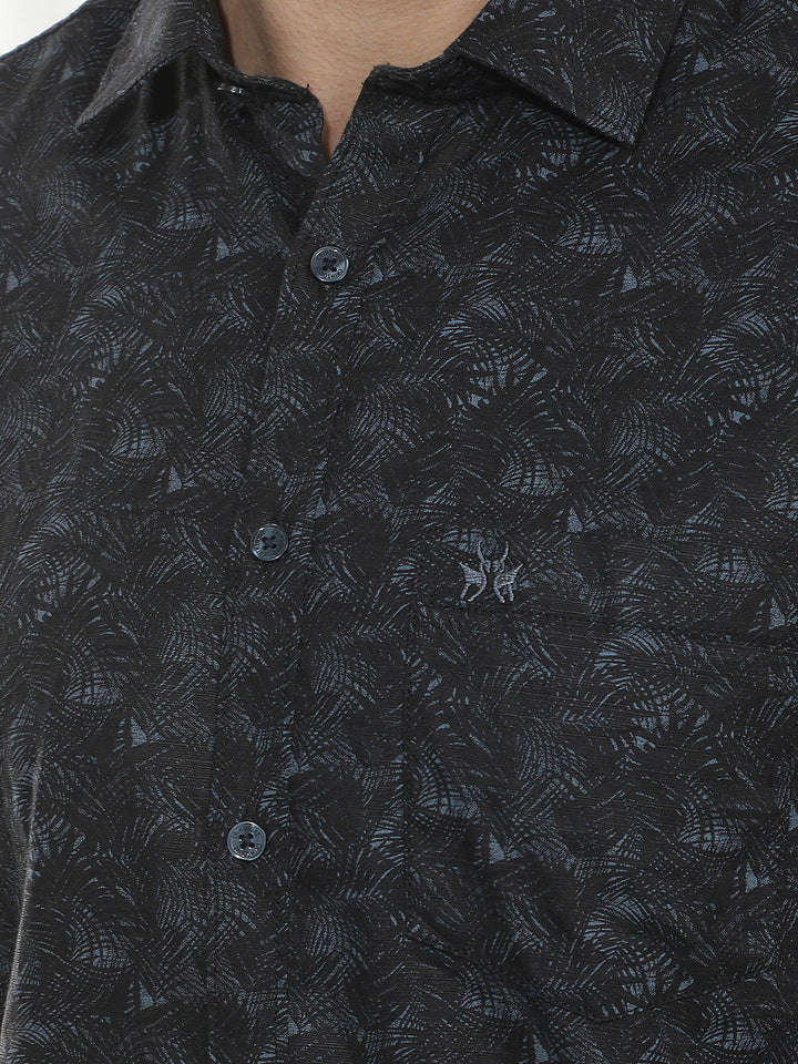 Classic Blue Printed Casual Shirt
