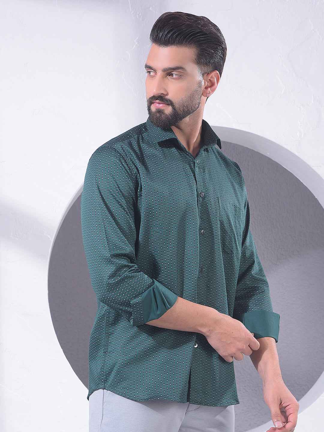 Green Abstract Print Shirt