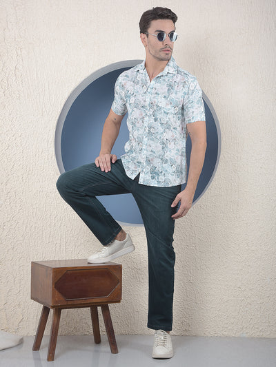 Printed Linen Green Shirt