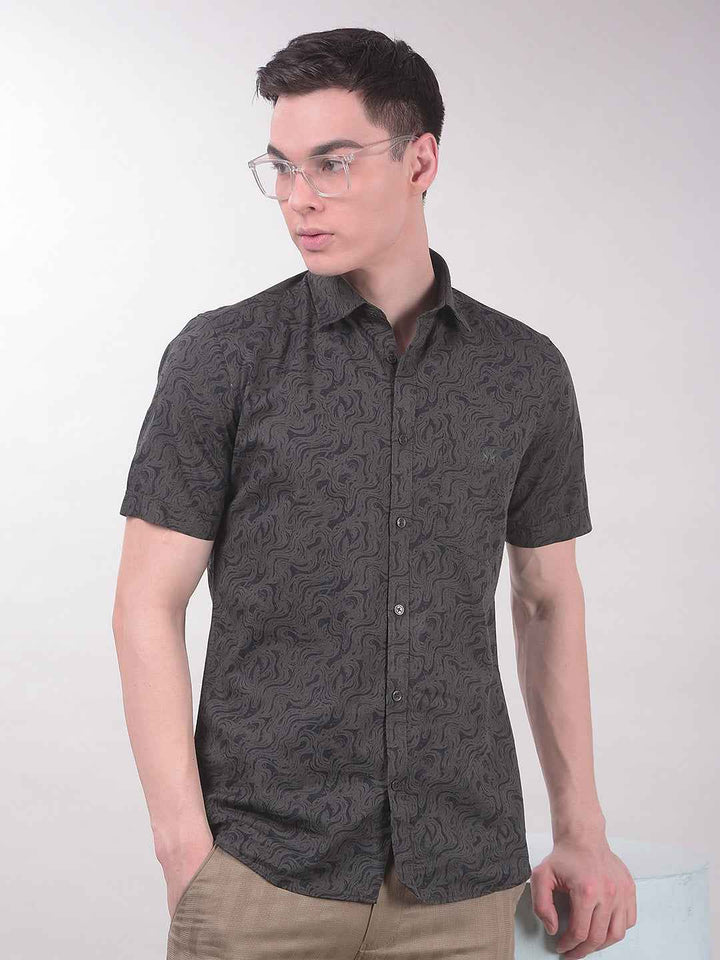 Green Abstract Print Shirt