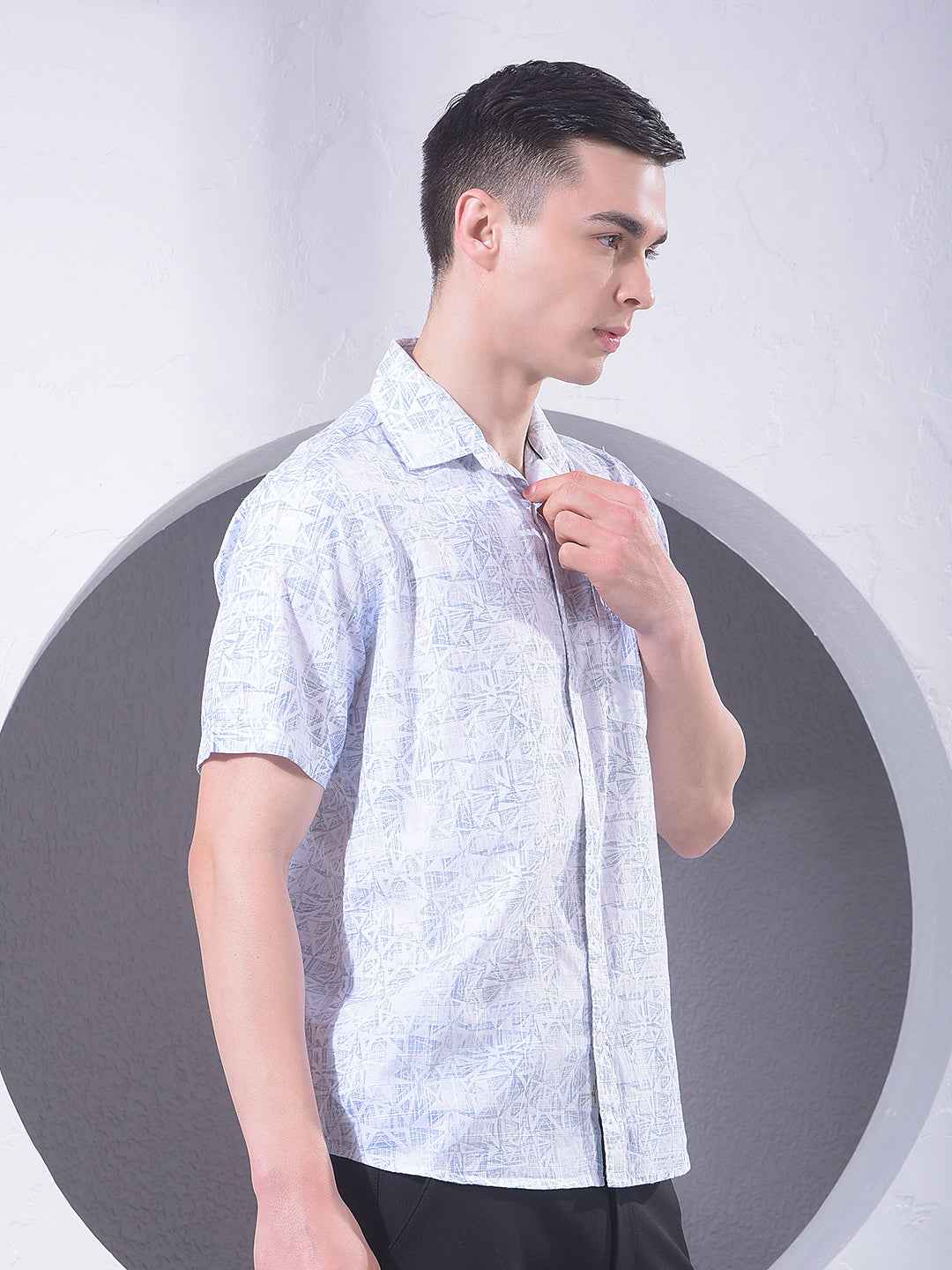 Sleek Blue Chic Printed Shirt