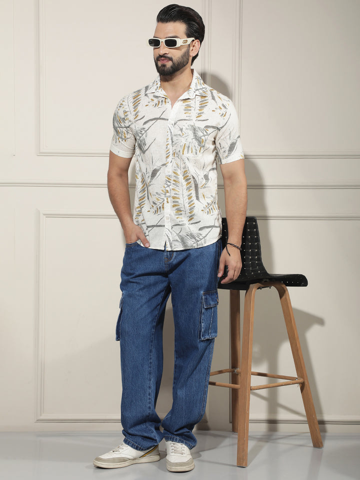 Navy Blue 100% Cotton Cargo Jeans