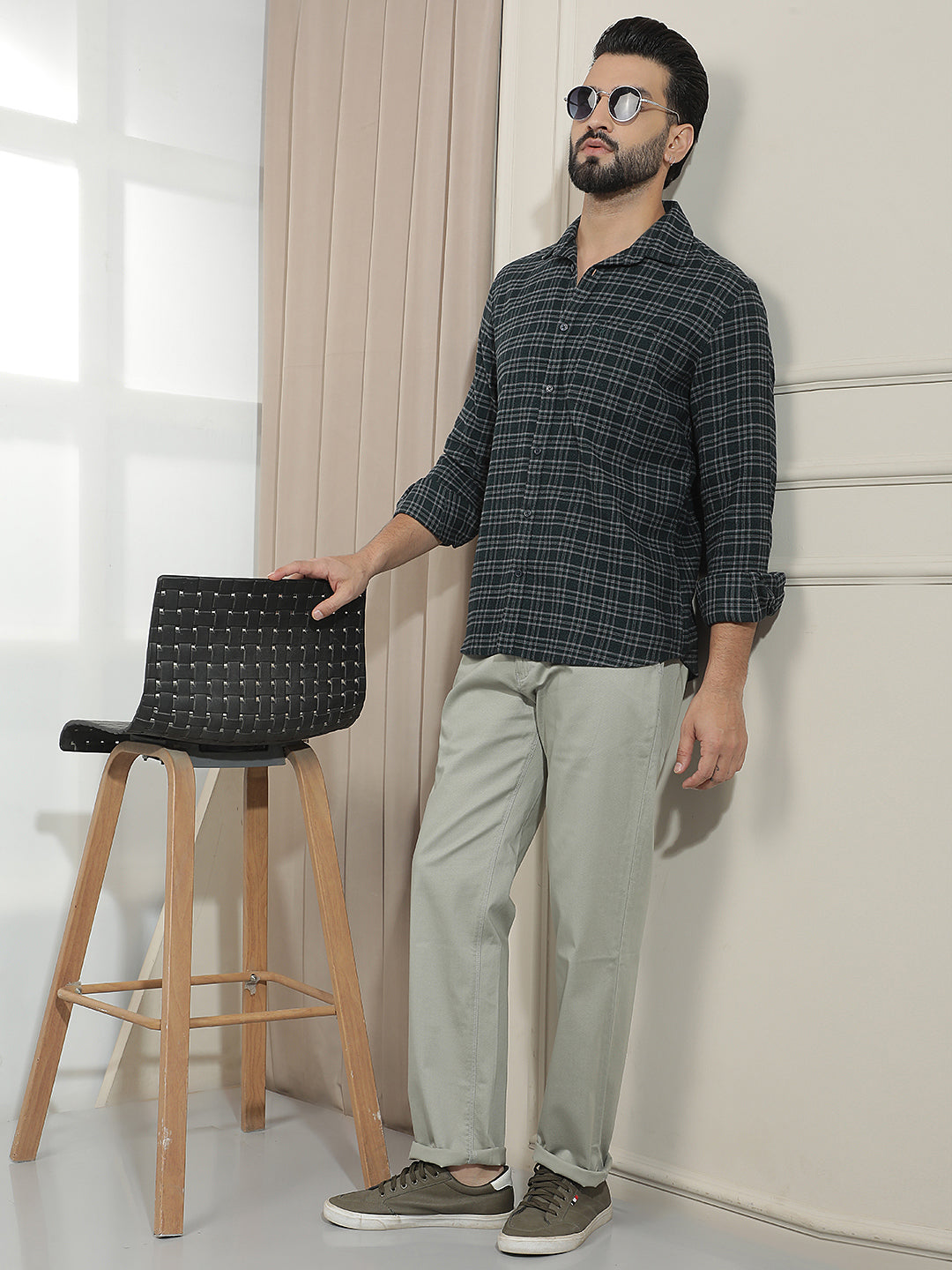 Green Checked 100% cotton Shirt