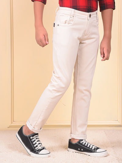 Stylish Beige Slim Fit Jeans