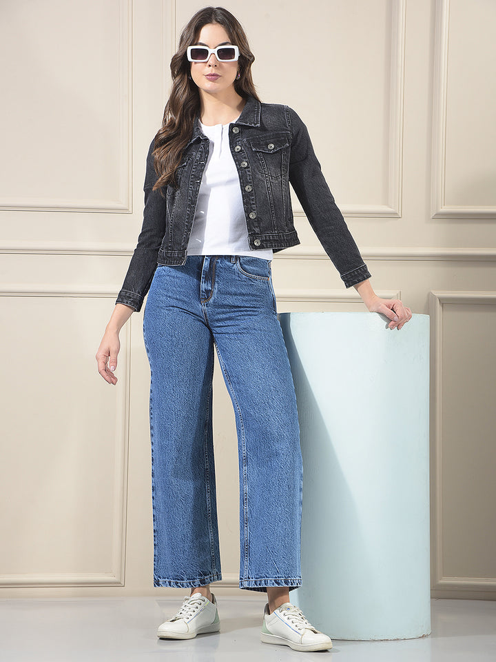 Blue 100% cotton Wide Leg Jeans