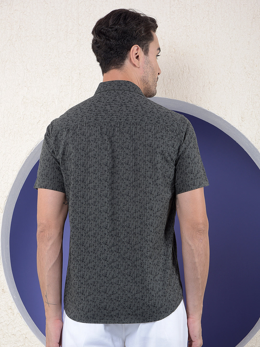 Forest Bloom Printed Green Shirt
