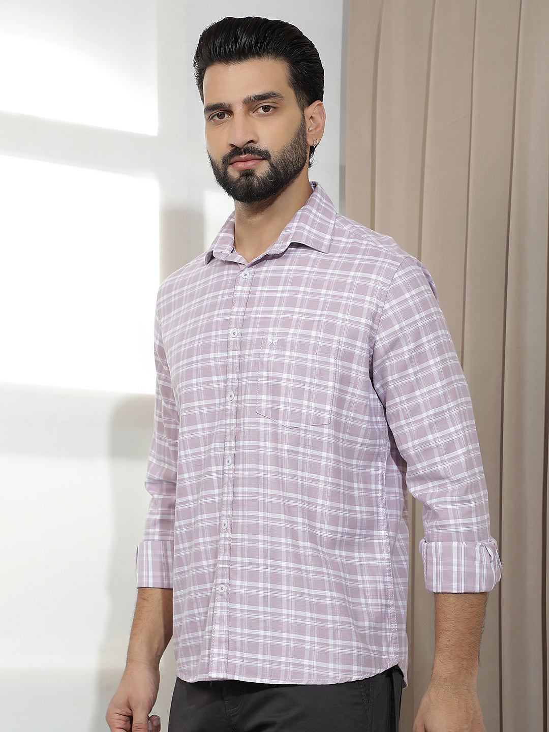Classic Plum Purple Checked Shirt