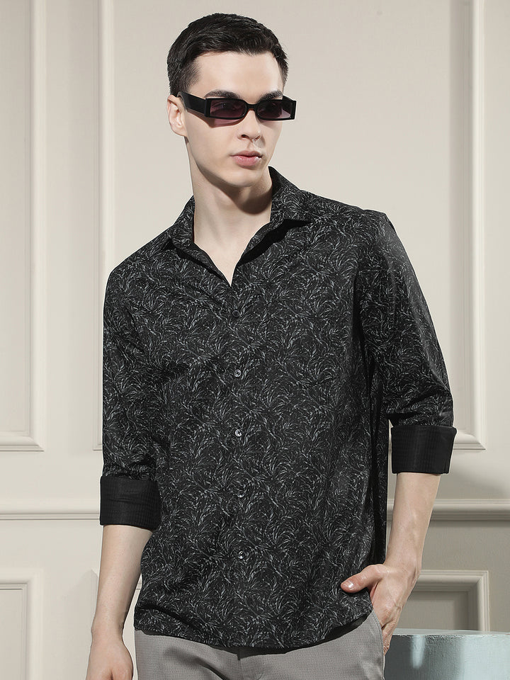 Olive Floral Print Shirt