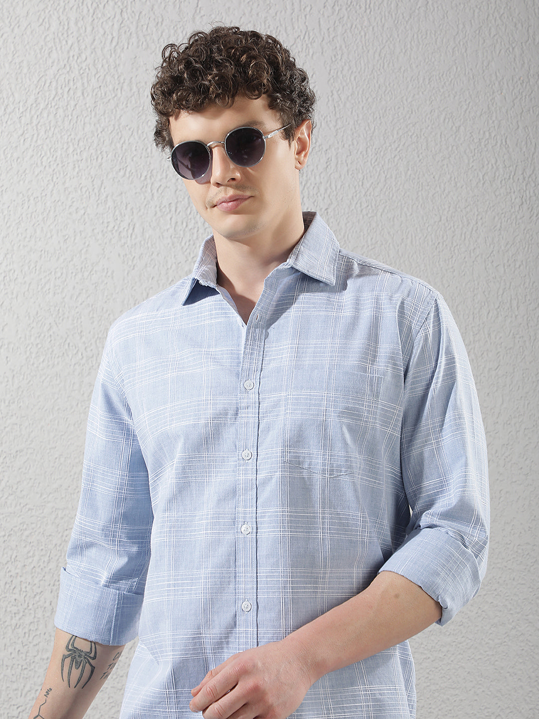 Sky Blue Checked Shirt