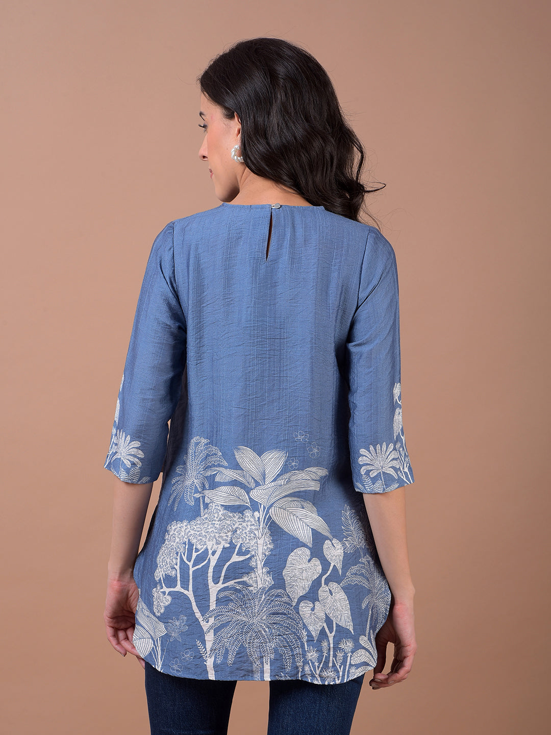 Blue Floral Print Top