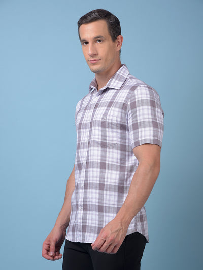 Purple Checked 100% Cotton Shirt