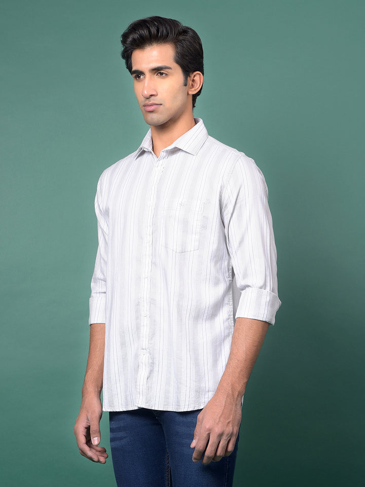 Green Vertical Stripes 100% Cotton Shirt-Men Shirts-Crimsoune Club