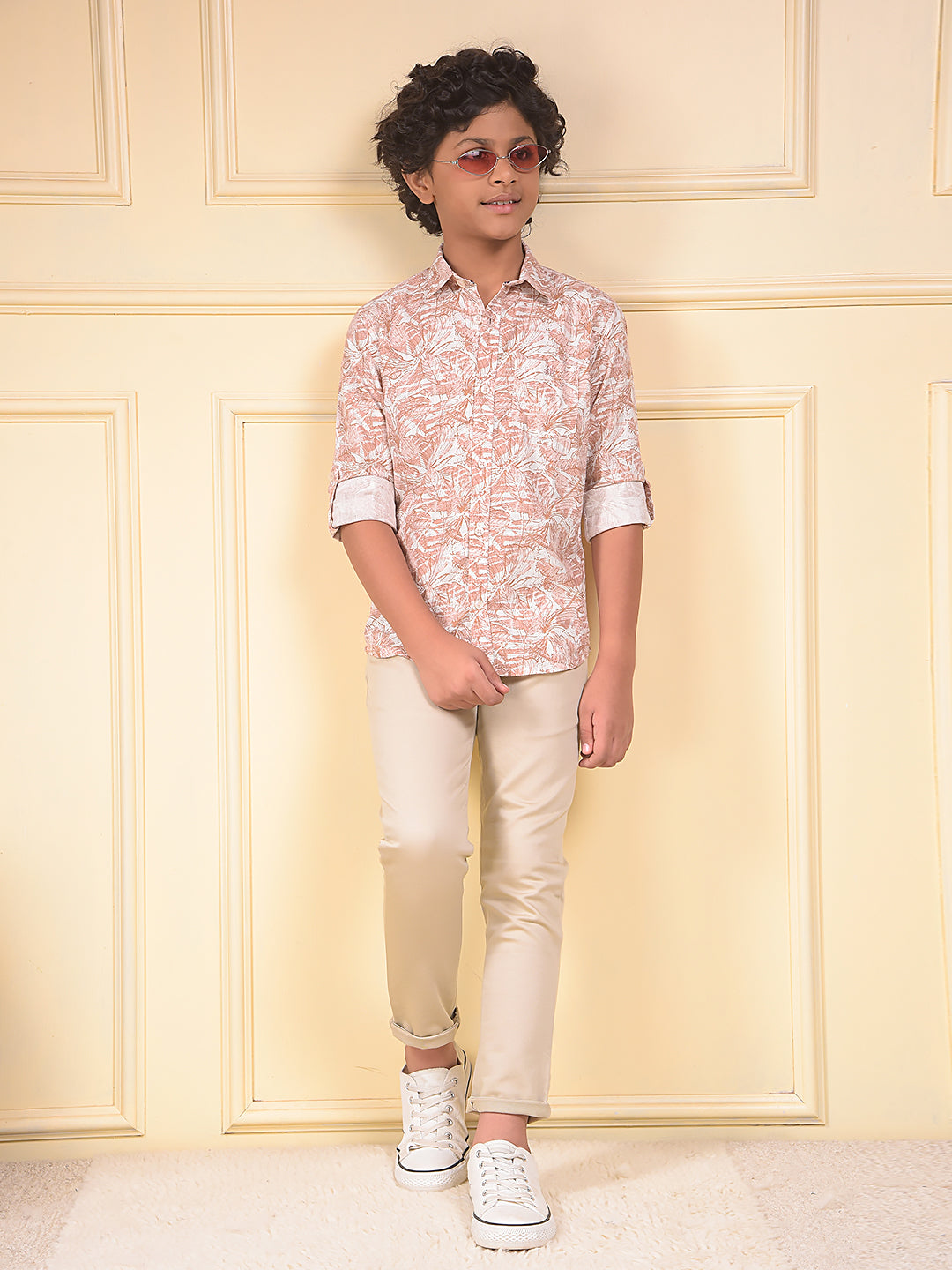 Red Floral Print 100% Cotton Shirt