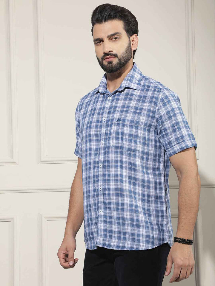 Blue Checked 100% Cotton Shirt