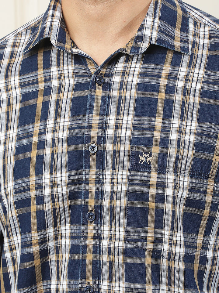 Tan 100% Cotton Checked Shirt