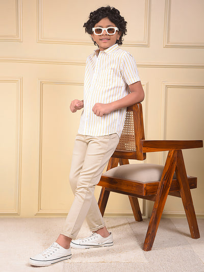 Beige Printed Trousers