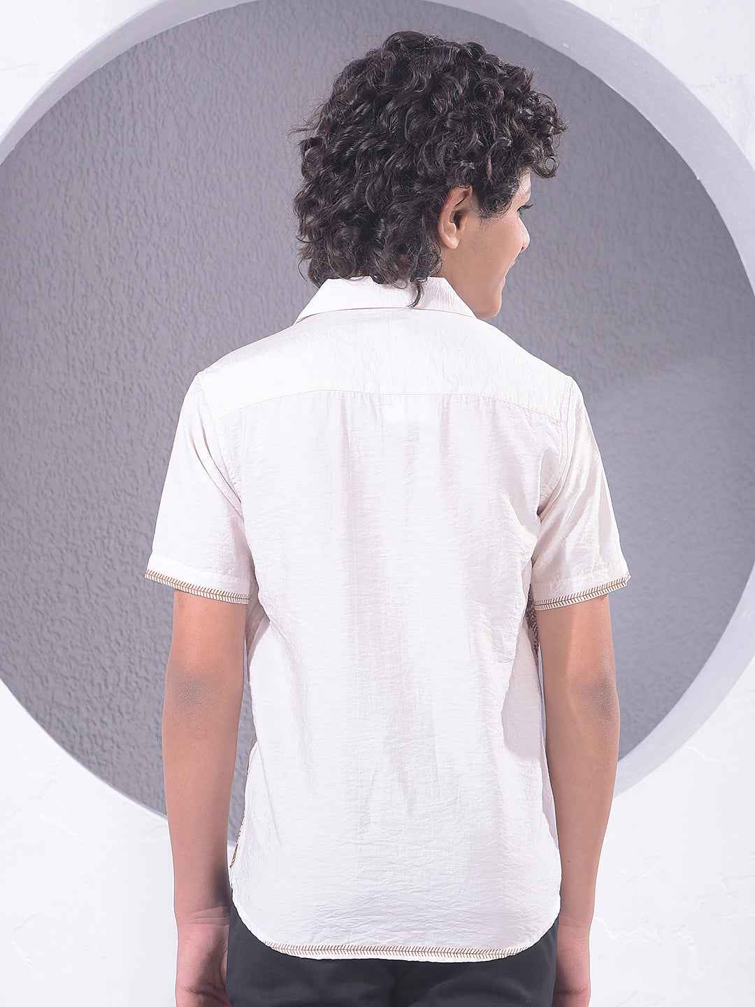 Brown Floral Print Resort-Collar Shirt