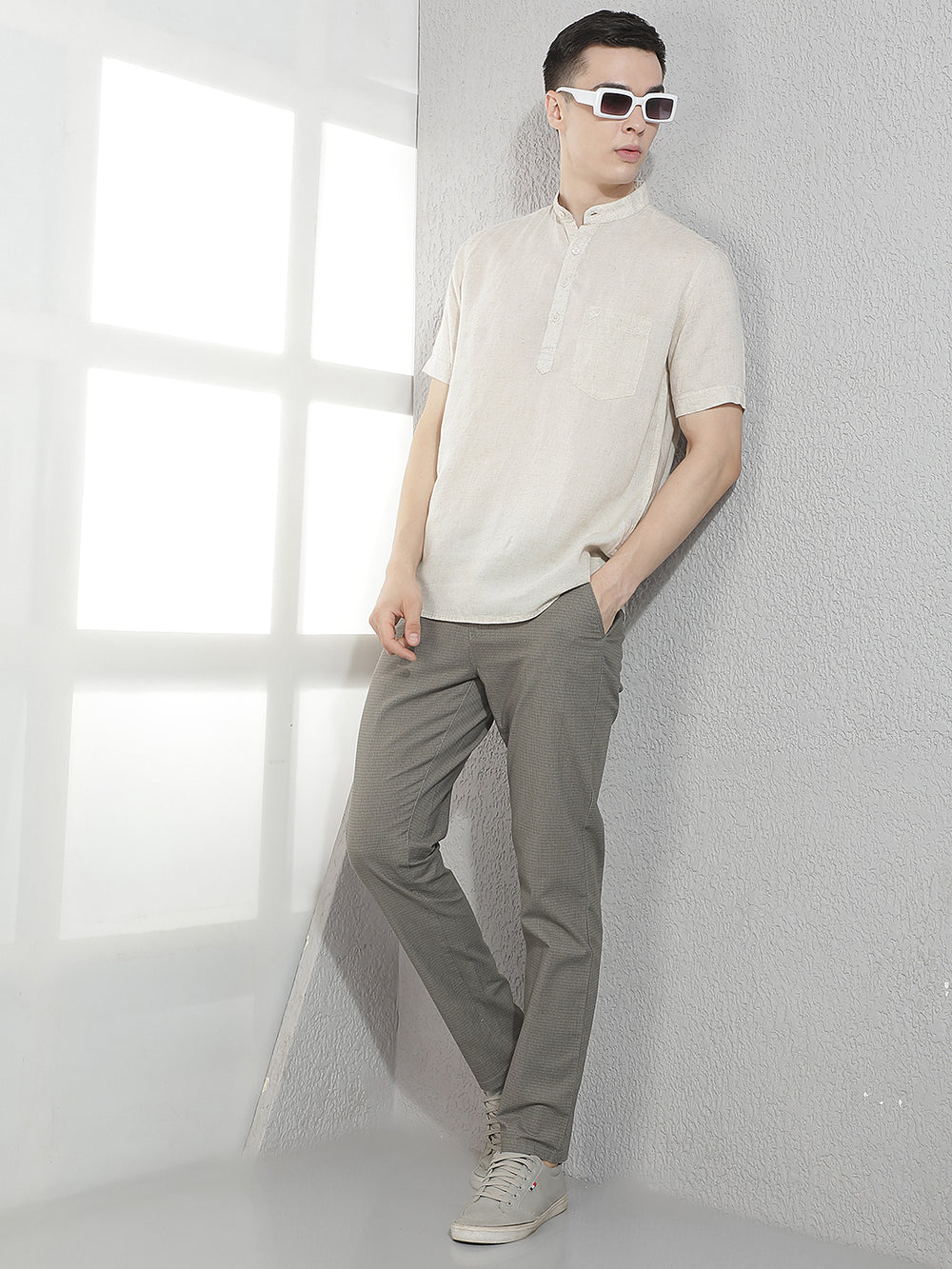 Trendy Luxe Cream Linen Kurta