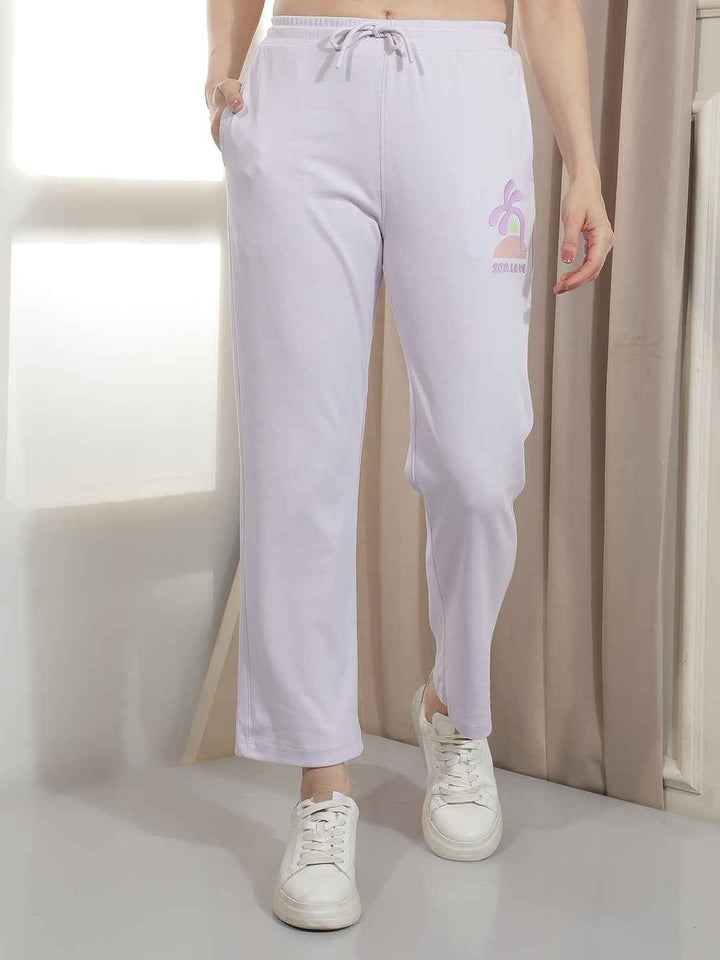 Purple Graphic Print Trackpants