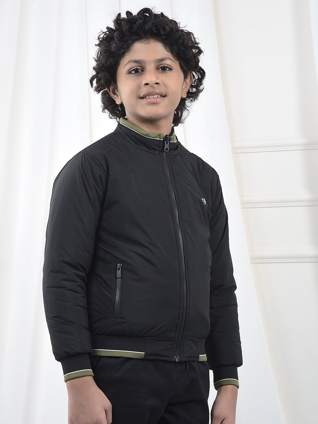 Black & Olive Green Reversible Padded Bomber Jacket