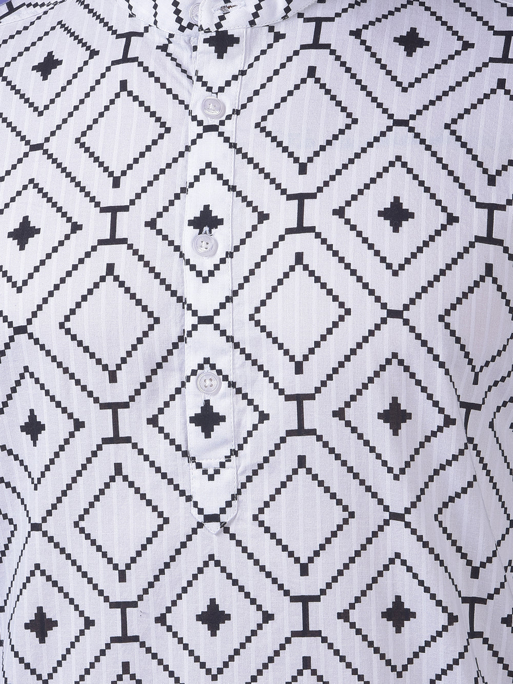 White Printed 100% Cotton Kurta