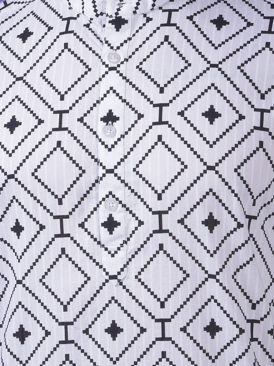 White Printed 100% Cotton Kurta