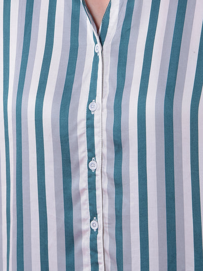 Green Vertical Stripes 100% Modal Shirt