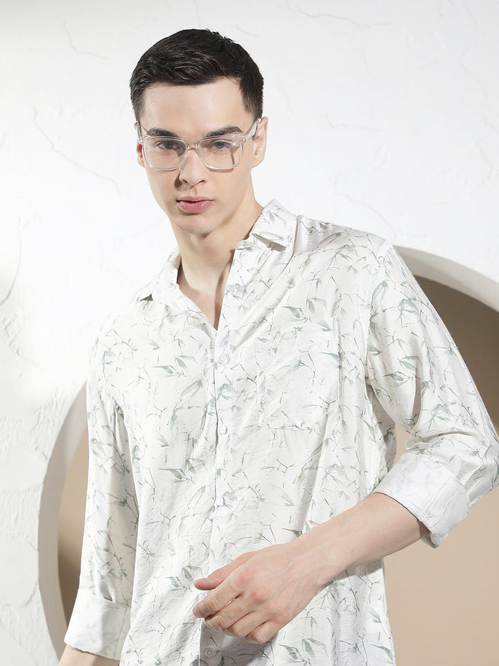 Green Floral Print Shirt