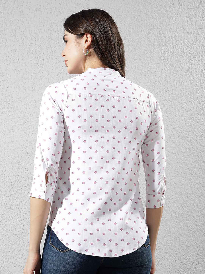 Pink Polka Dots V-Neck Shirt