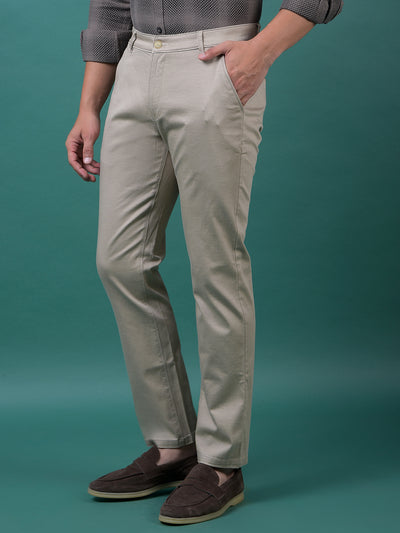 Beige Printed Trousers