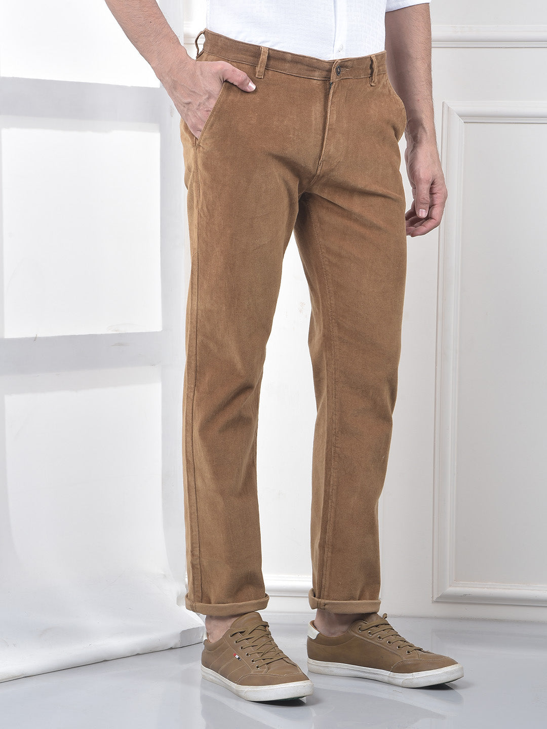 Brown Straight Corduroy Trousers