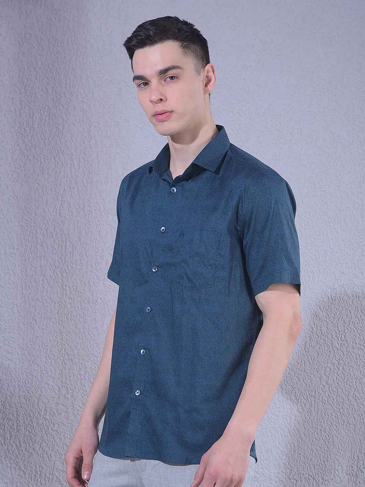 Green Floral Print Modal Shirt