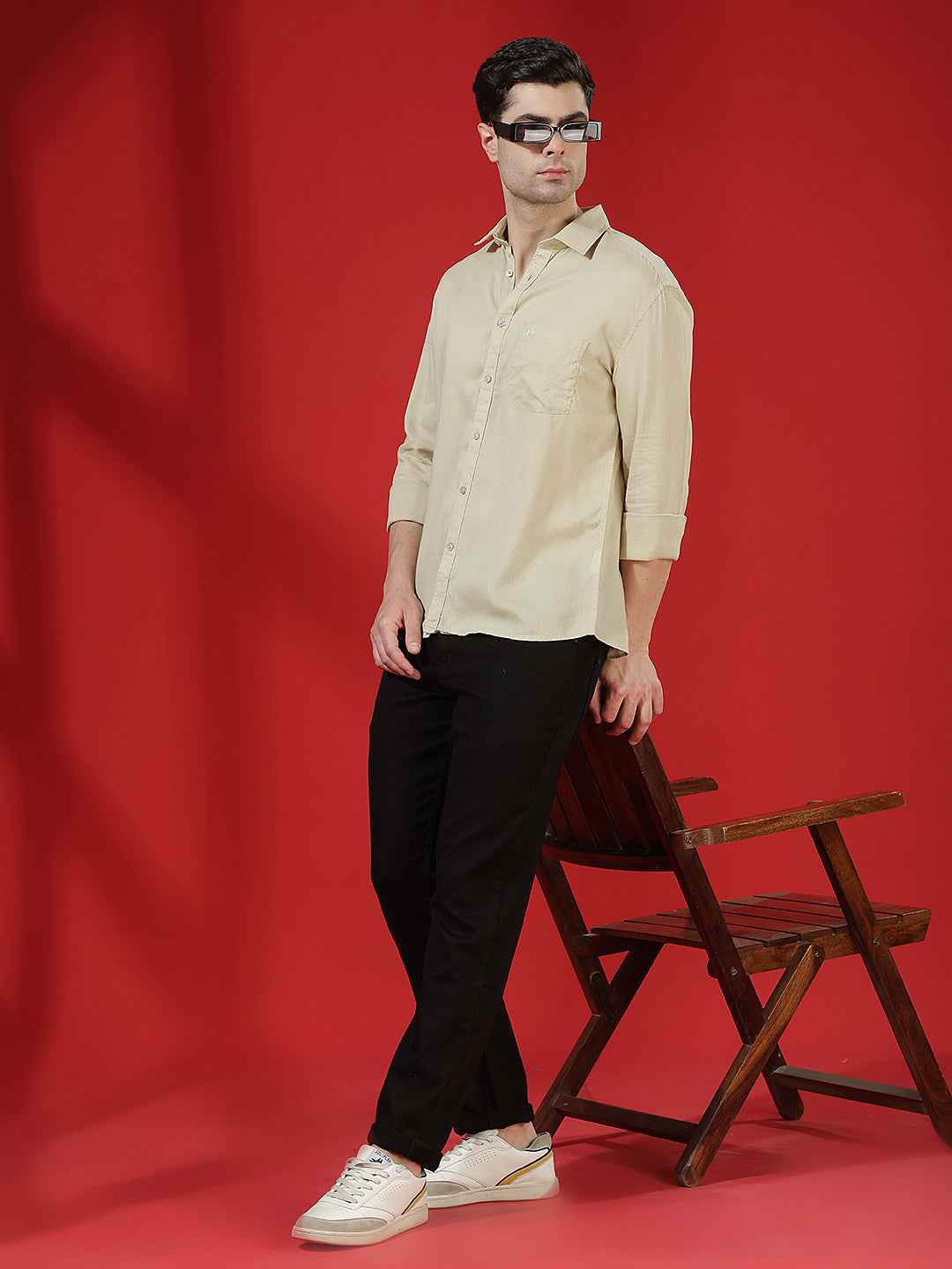 Green Minimal Linen Shirt