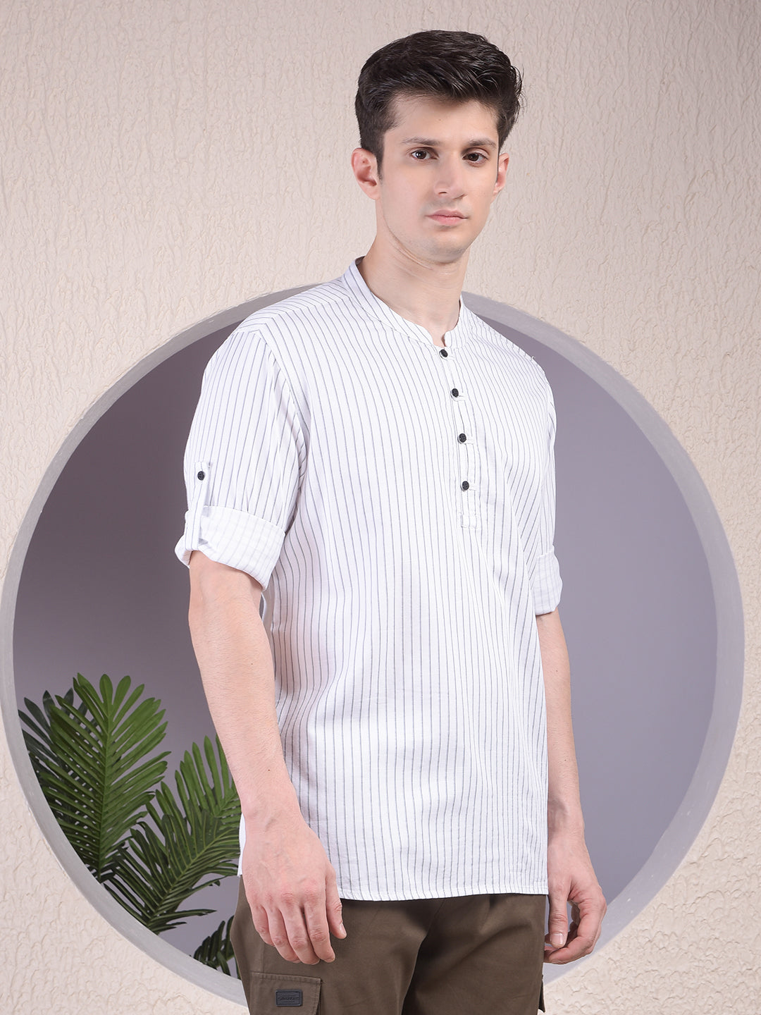 White Vertical Stripes Kurta