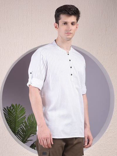White Vertical Stripes Kurta